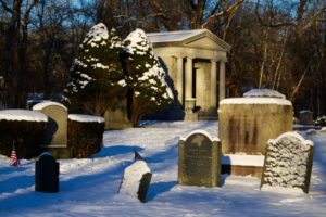 Woodlawn Cemetery in winter